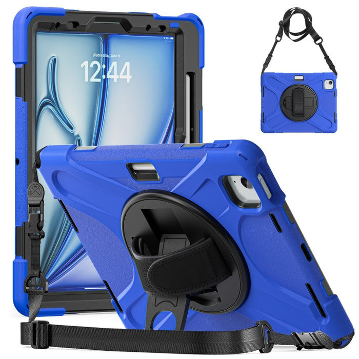 Funda protectora de silicona + PC con soporte y correa para el hombro, For iPad Air 11 2024 / Air 5 10.9 2022 / Air 4 10.9 2020 / Pro 11 2022 /2021 / 2018 / 2020