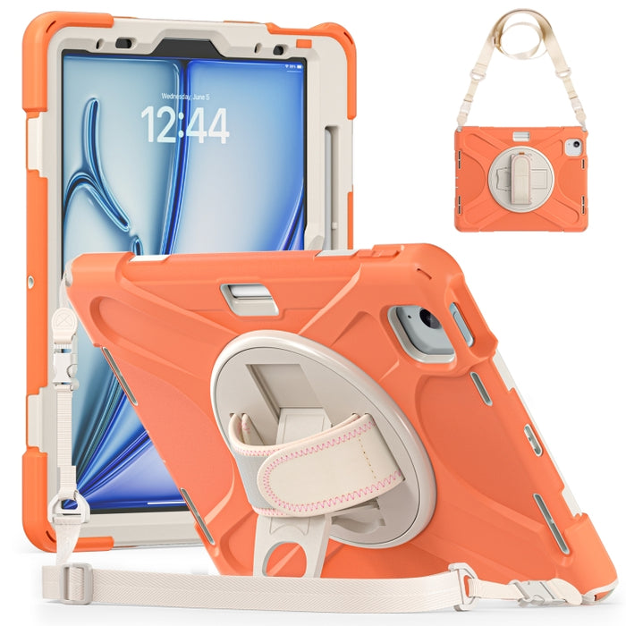 Funda protectora de silicona + PC con soporte y correa para el hombro, For iPad Air 11 2024 / Air 5 10.9 2022 / Air 4 10.9 2020 / Pro 11 2022 /2021 / 2018 / 2020