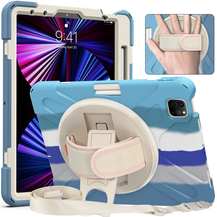 Funda protectora de silicona + PC con soporte y correa para el hombro, For iPad Air 11 2024 / Air 5 10.9 2022 / Air 4 10.9 2020 / Pro 11 2022 /2021 / 2018 / 2020