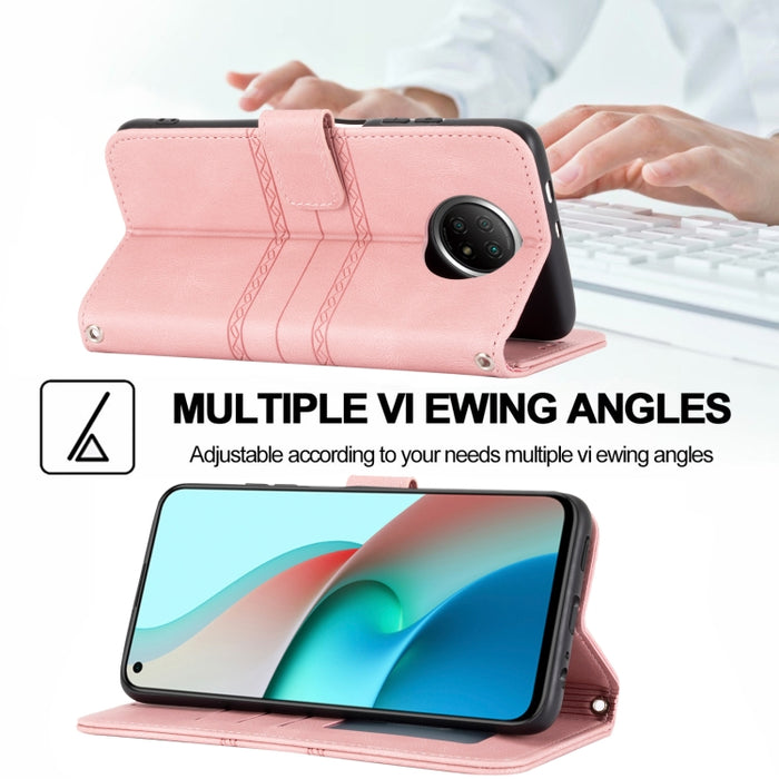 Hebilla magnética a rayas en relieve PU + TPU Funda de cuero con tapa horizontal con soporte y ranura para tarjeta y billetera y marco de fotos y honda, For Xiaomi Redmi Note 9 5G, For Xiaomi Redmi Note 9 Pro Max, For Xiaomi Redmi Note 10              ...