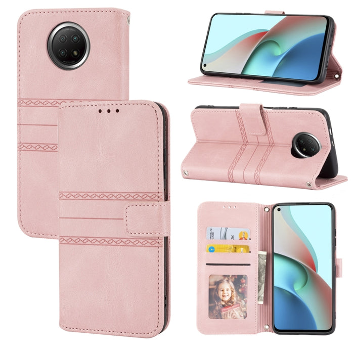 Hebilla magnética a rayas en relieve PU + TPU Funda de cuero con tapa horizontal con soporte y ranura para tarjeta y billetera y marco de fotos y honda, For Xiaomi Redmi Note 9 5G, For Xiaomi Redmi Note 9 Pro Max, For Xiaomi Redmi Note 10              ...
