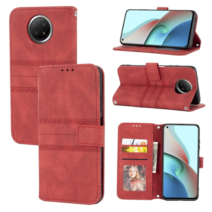 Hebilla magnética a rayas en relieve PU + TPU Funda de cuero con tapa horizontal con soporte y ranura para tarjeta y billetera y marco de fotos y honda, For Xiaomi Redmi Note 9 5G, For Xiaomi Redmi Note 9 Pro Max, For Xiaomi Redmi Note 10              ...