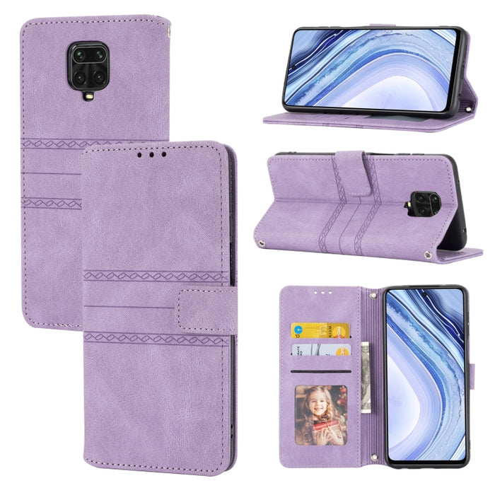 Hebilla magnética a rayas en relieve PU + TPU Funda de cuero con tapa horizontal con soporte y ranura para tarjeta y billetera y marco de fotos y honda, For Xiaomi Redmi Note 9 5G, For Xiaomi Redmi Note 9 Pro Max, For Xiaomi Redmi Note 10              ...