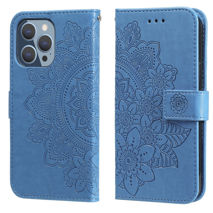 Estuche de cuero de PU con tapa horizontal con estampado de flores de 7 pétalos con soporte y ranuras para tarjetas y billetera y marco de fotos