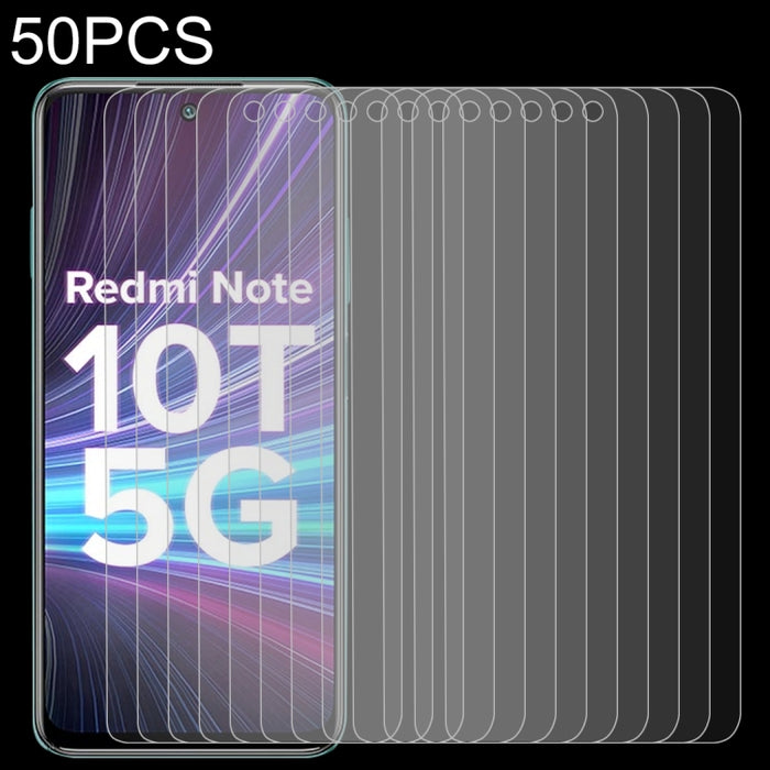 50 PCS 0.26mm 9H 2.5D Película de vidrio templado, For Samsung Galaxy M21 2021/M21s/M21 (50 PCS), For Xiaomi Poco X3 GT (50 PCS), For Xiaomi Poco F3 GT (50 PCS), For Xiaomi Redmi Note 10T 5G (50 PCS)