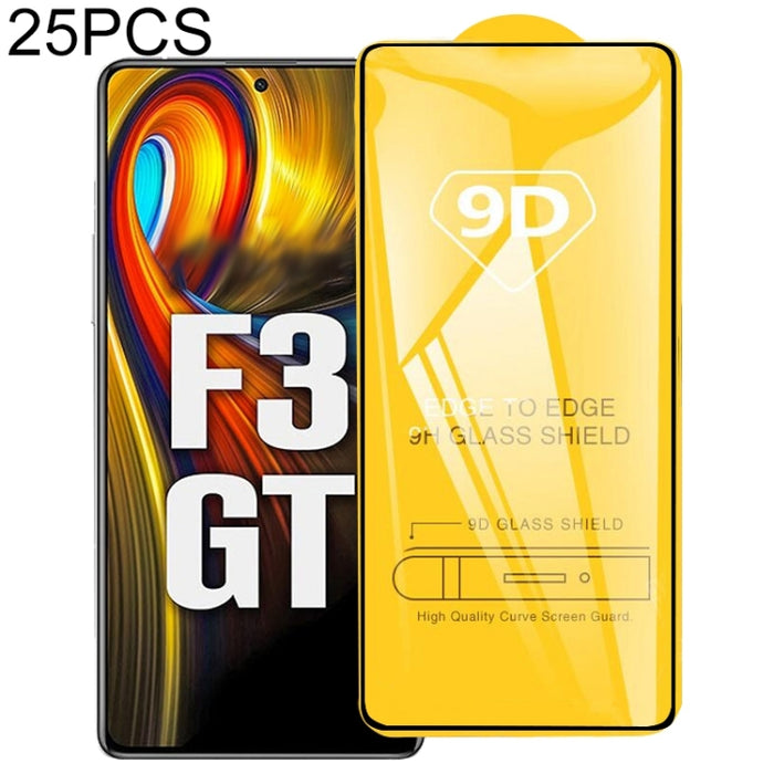 25 PCS 9D Película de vidrio templado de pantalla completa con pegamento completo, For Xiaomi Poco X3 GT / Poco X3 Pro (25 PCS), For Xiaomi Poco F3 GT (25 PCS)