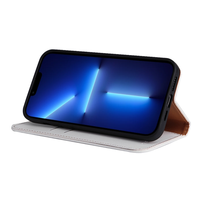 Fierre Shann Funda de cuero con tapa horizontal con textura de cuero PU con soporte y ranuras para tarjetas y billetera