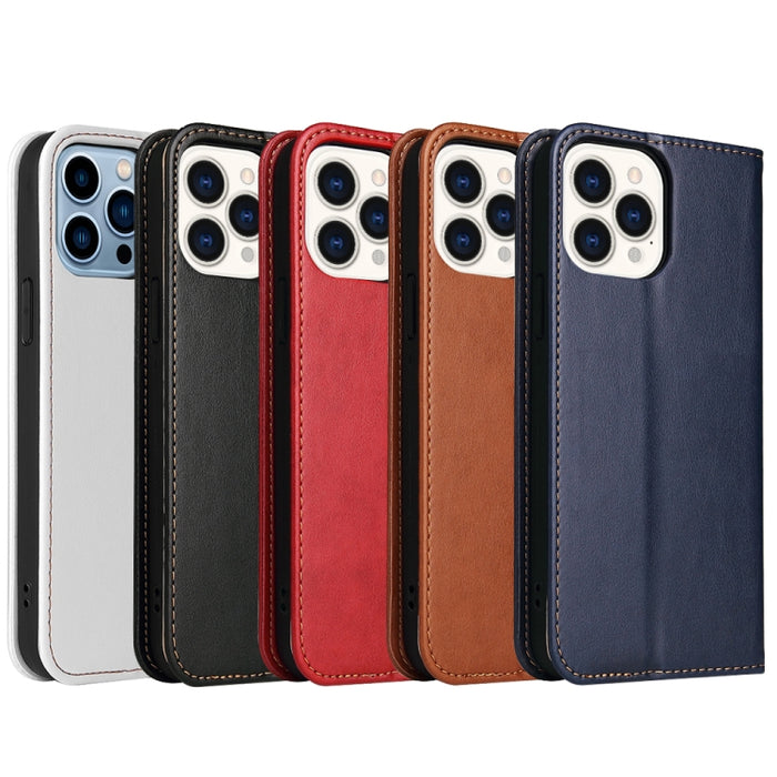 Fierre Shann Funda de cuero con tapa horizontal con textura de cuero PU con soporte y ranuras para tarjetas y billetera