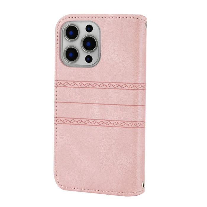 Hebilla magnética a rayas en relieve PU + TPU Funda de cuero con tapa horizontal con soporte y ranura para tarjeta y billetera y marco de fotos y honda