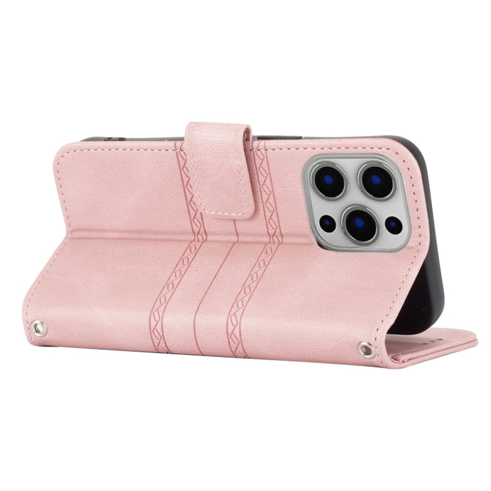 Hebilla magnética a rayas en relieve PU + TPU Funda de cuero con tapa horizontal con soporte y ranura para tarjeta y billetera y marco de fotos y honda