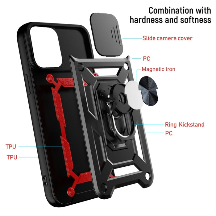 Diseño de cubierta de cámara deslizante Funda protectora de TPU + PC