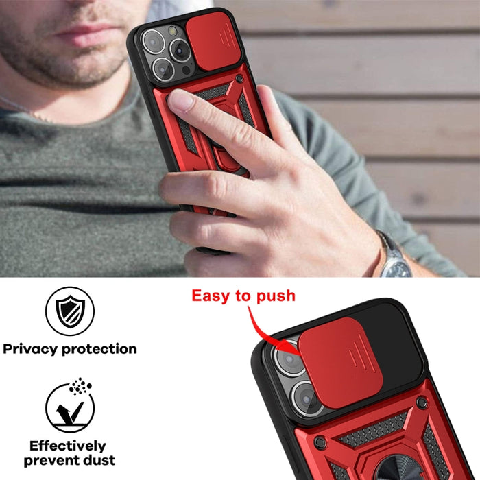 Diseño de cubierta de cámara deslizante Funda protectora de TPU + PC