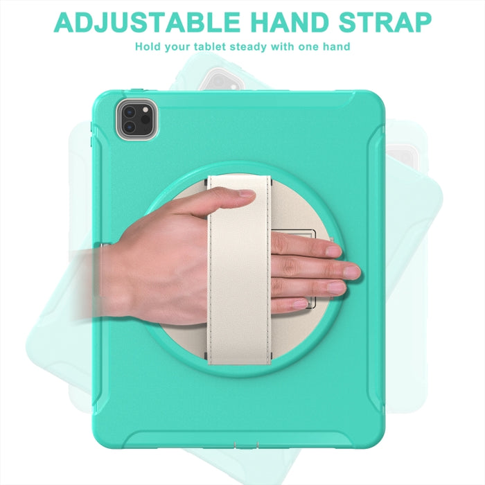 Estuche protector de PC + TPU con rotación de 360 grados con soporte y correa de mano