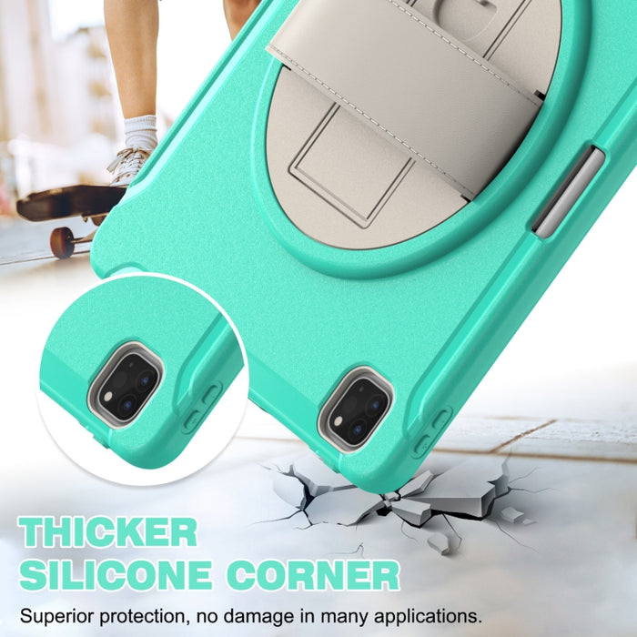 Estuche protector de PC + TPU con rotación de 360 grados con soporte y correa de mano