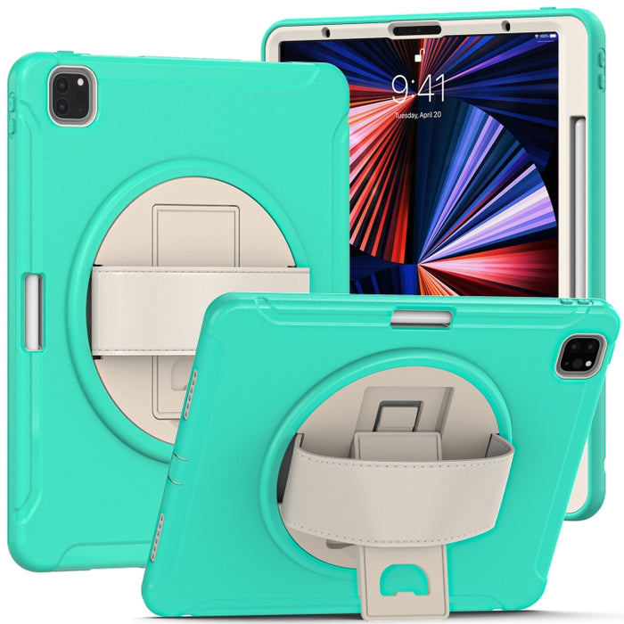 Estuche protector de PC + TPU con rotación de 360 grados con soporte y correa de mano