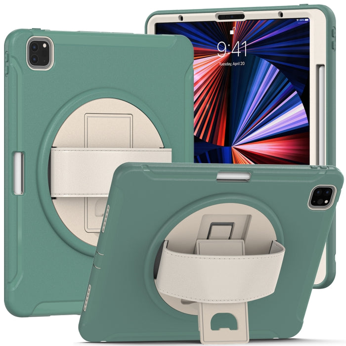 Estuche protector de PC + TPU con rotación de 360 grados con soporte y correa de mano