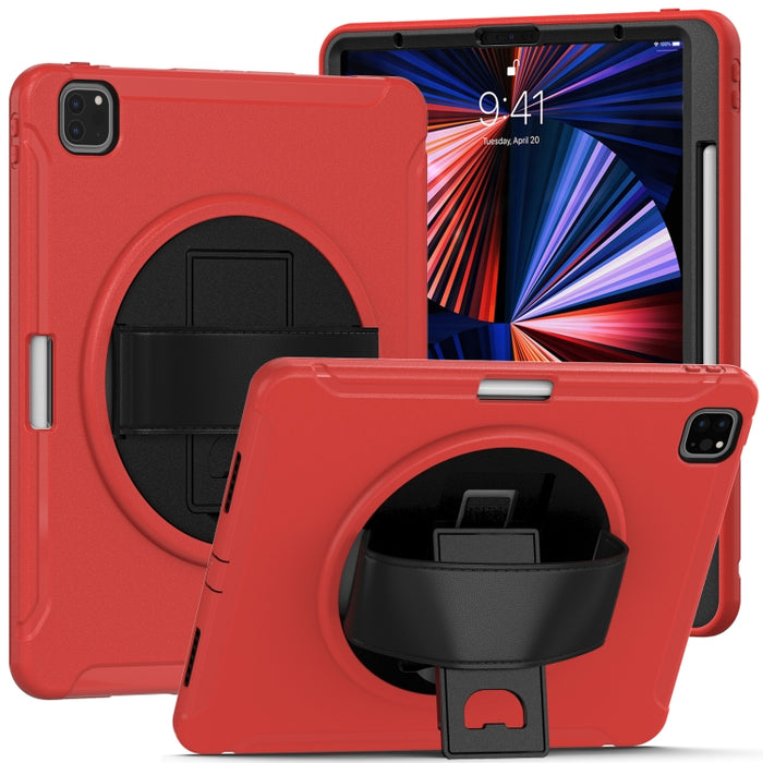Estuche protector de PC + TPU con rotación de 360 grados con soporte y correa de mano