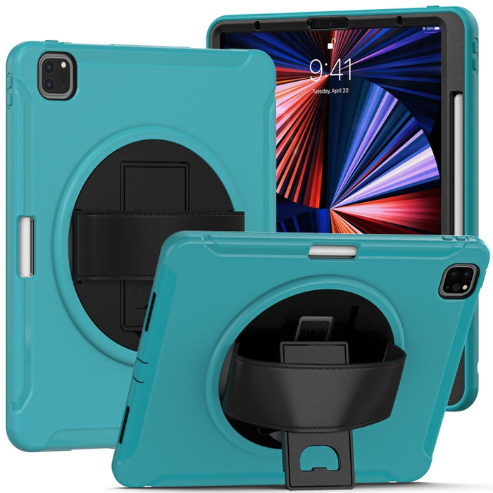 Estuche protector de PC + TPU con rotación de 360 grados con soporte y correa de mano