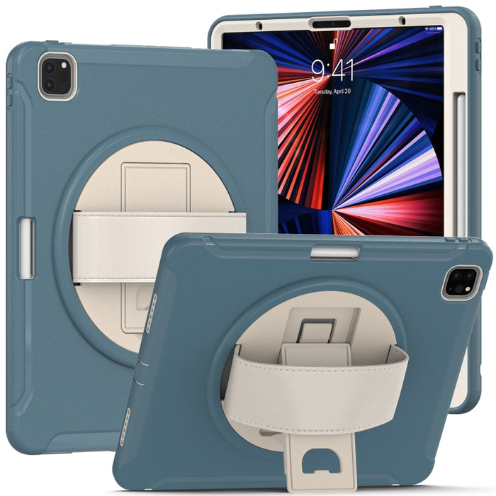 Estuche protector de PC + TPU con rotación de 360 grados con soporte y correa de mano