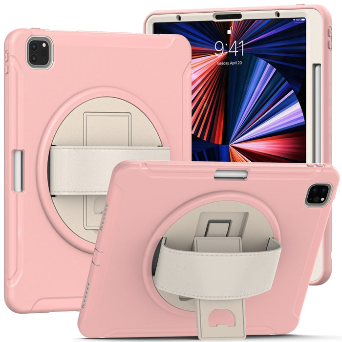 Estuche protector de PC + TPU con rotación de 360 grados con soporte y correa de mano