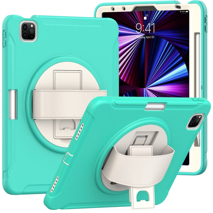 Estuche protector de PC + TPU con rotación de 360 grados con soporte y correa de mano