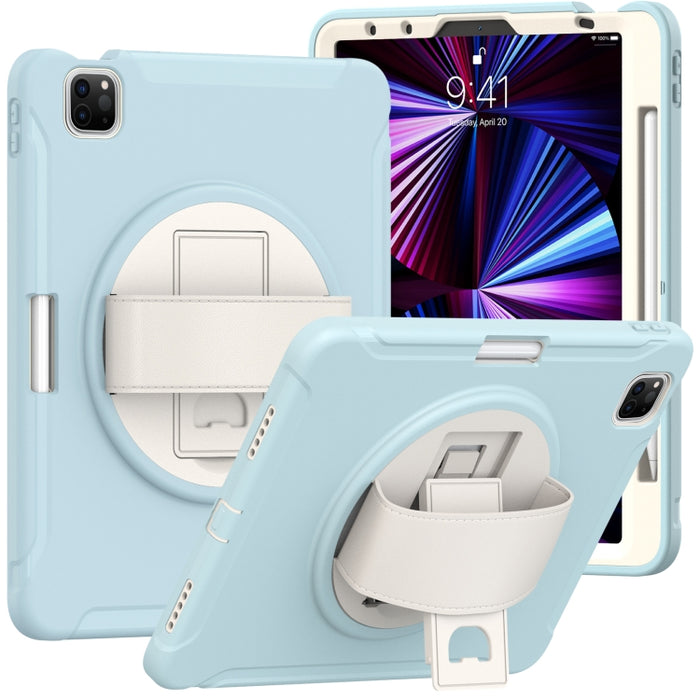 Estuche protector de PC + TPU con rotación de 360 grados con soporte y correa de mano