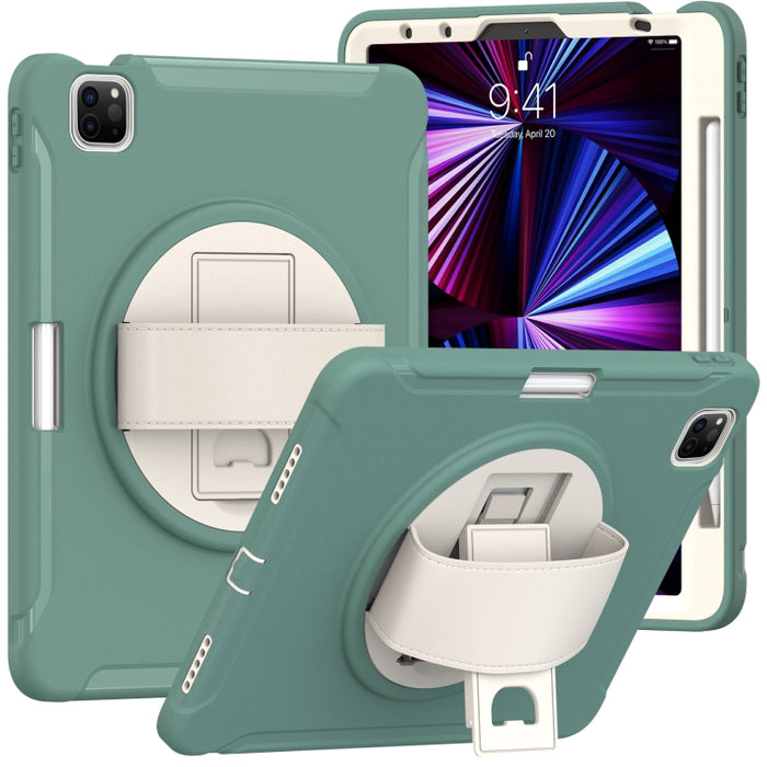 Estuche protector de PC + TPU con rotación de 360 grados con soporte y correa de mano