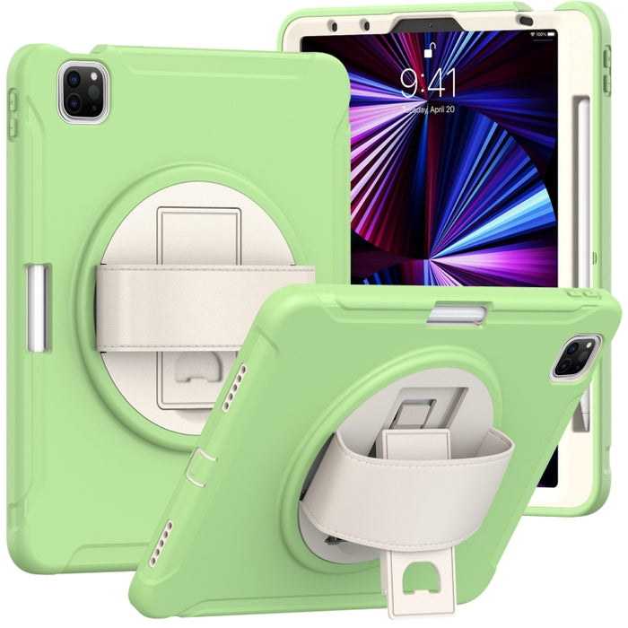 Estuche protector de PC + TPU con rotación de 360 grados con soporte y correa de mano