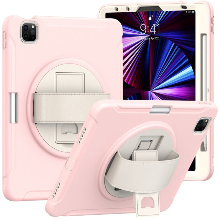 Estuche protector de PC + TPU con rotación de 360 grados con soporte y correa de mano