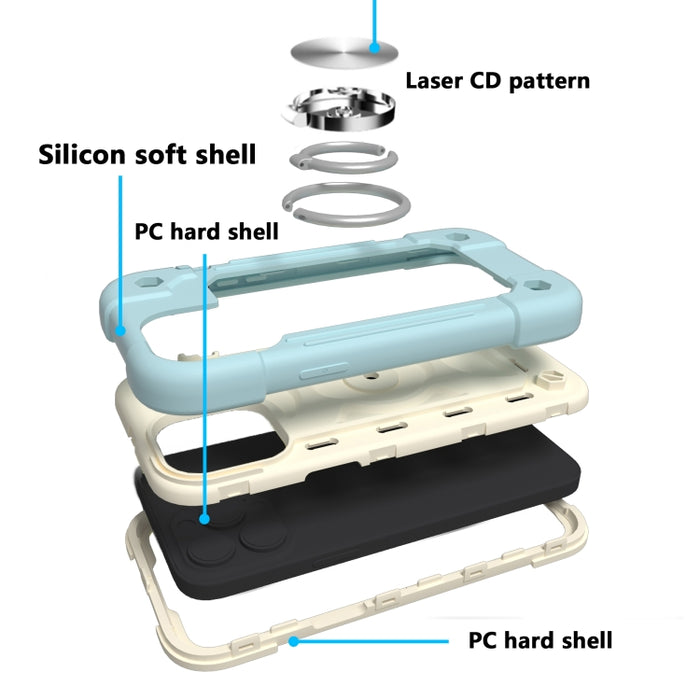 Funda protectora de silicona a prueba de golpes + PC con soporte de doble anillo
