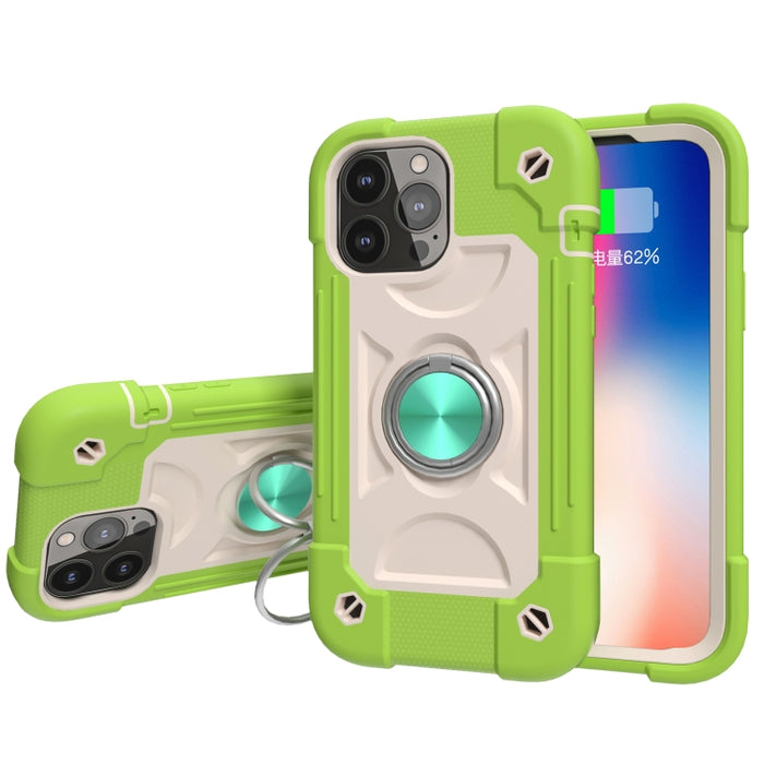 Funda protectora de silicona a prueba de golpes + PC con soporte de doble anillo