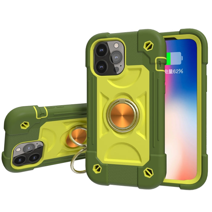 Funda protectora de silicona a prueba de golpes + PC con soporte de doble anillo