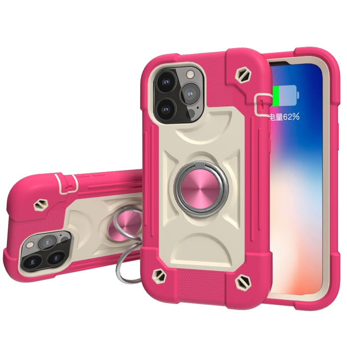 Funda protectora de silicona a prueba de golpes + PC con soporte de doble anillo