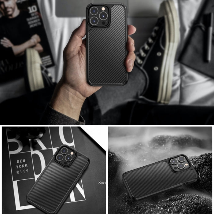 Carcasa de TPU + PC Pioneer con textura de fibra de carbono a prueba de golpes