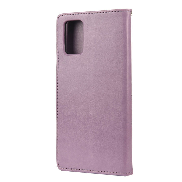 Estuche de cuero con tapa horizontal con patrón de flores de mariposa con soporte y ranuras para tarjetas y billetera