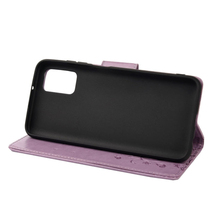 Estuche de cuero con tapa horizontal con patrón de flores de mariposa con soporte y ranuras para tarjetas y billetera
