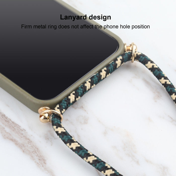 Material de paja de trigo + estuche a prueba de golpes de TPU con cordón para el cuello, For iPhone 13 mini, For iPhone 13, For iPhone 13 Pro, For iPhone 13 Pro Max