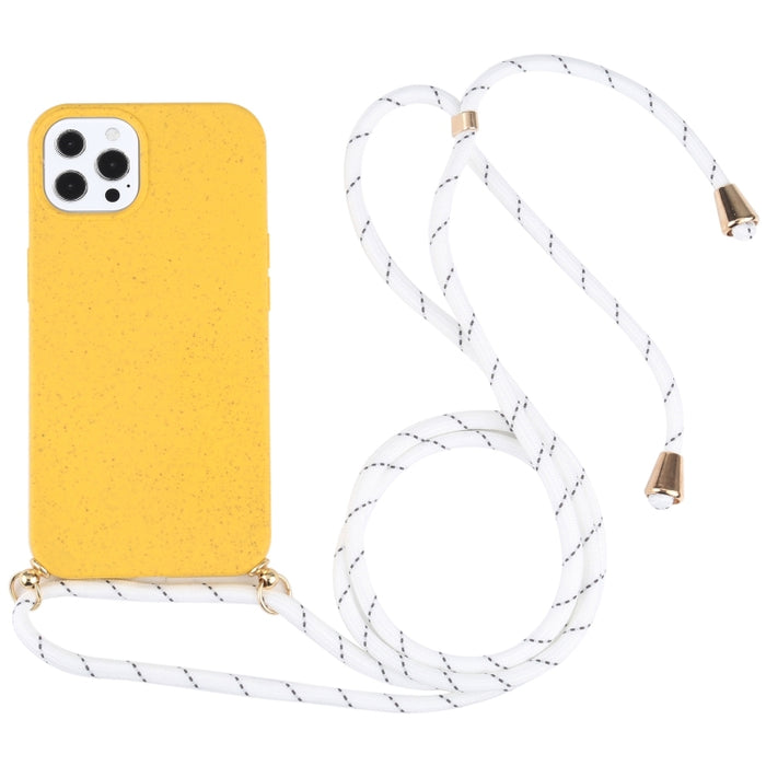 Material de paja de trigo + estuche a prueba de golpes de TPU con cordón para el cuello, For iPhone 13 mini, For iPhone 13, For iPhone 13 Pro, For iPhone 13 Pro Max