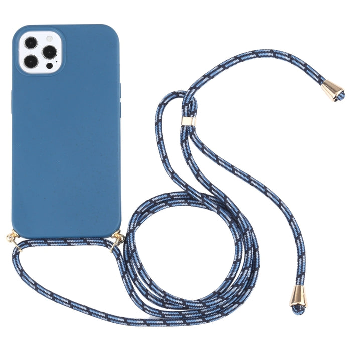 Material de paja de trigo + estuche a prueba de golpes de TPU con cordón para el cuello, For iPhone 13 mini, For iPhone 13, For iPhone 13 Pro, For iPhone 13 Pro Max