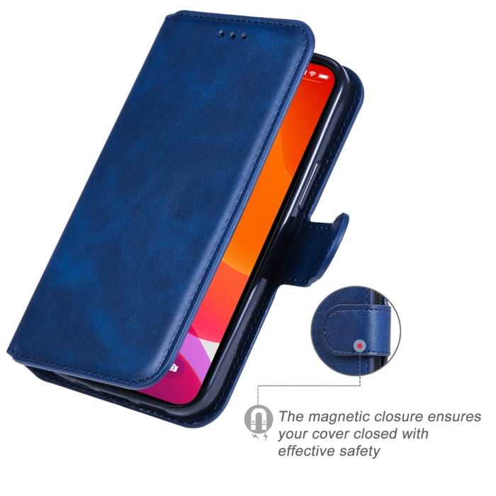 Estuche de cuero con tapa horizontal clásica de PU + TPU con textura de becerro con soporte y ranuras para tarjetas y billetera