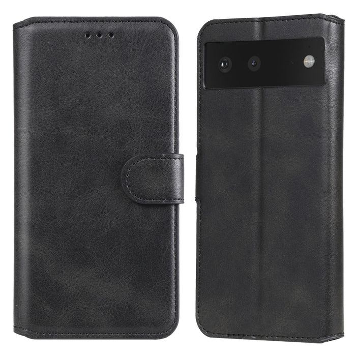 Estuche de cuero con tapa horizontal clásica de PU + TPU con textura de becerro con soporte y ranuras para tarjetas y billetera