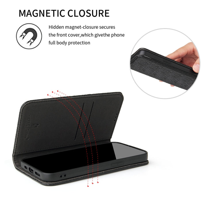 Fierre Shann Cocodrilo Textura Magnética Horizontal Flip Estuche de cuero genuino con soporte y ranura para tarjeta