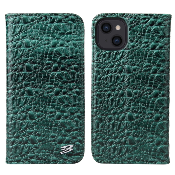 Fierre Shann Cocodrilo Textura Magnética Horizontal Flip Estuche de cuero genuino con soporte y ranura para tarjeta