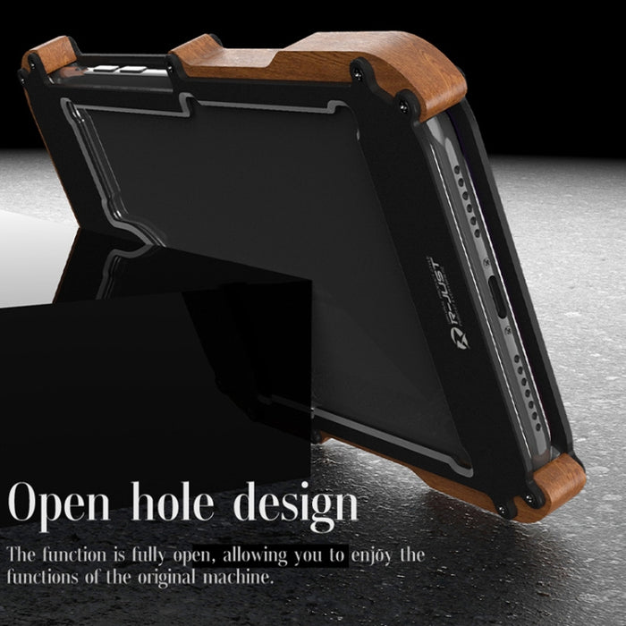 R-JUST Ironwood Man a prueba de golpes de metal + funda protectora de parachoques de madera