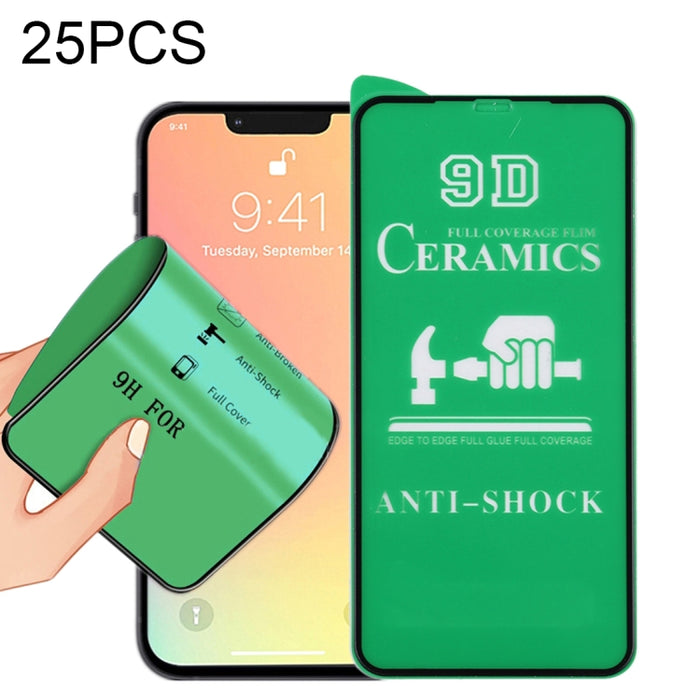 Película de cerámica con pegamento completo de pantalla completa 25 PCS 9D