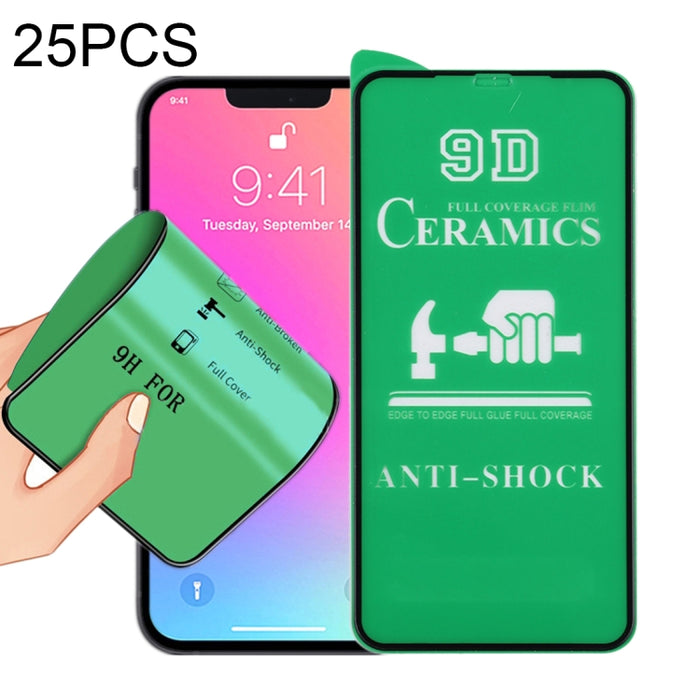 Película de cerámica con pegamento completo de pantalla completa 25 PCS 9D