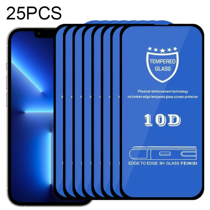 25 PCS 9H 10D Protector de pantalla de vidrio templado de pantalla completa