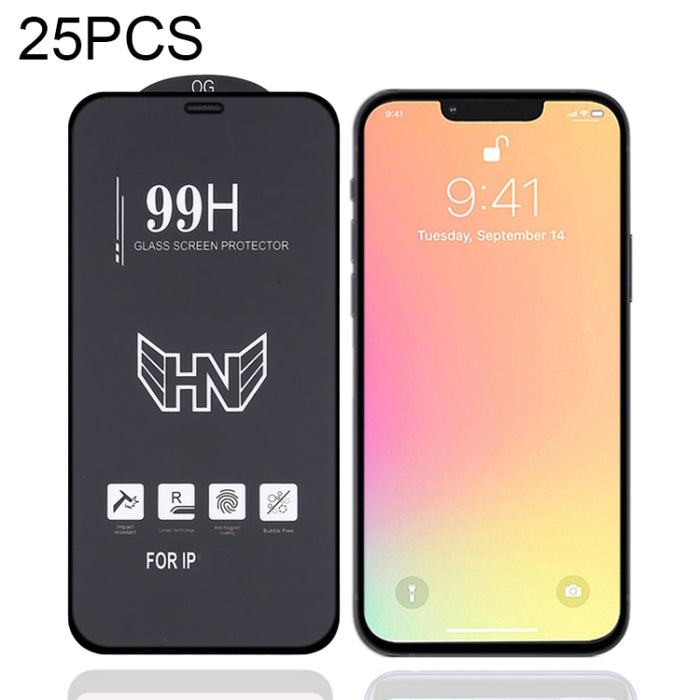 Película de vidrio templado de pantalla completa de arco grande de aluminio alto de 25 piezas, For iPhone 13 mini (25 PCS), For iPhone 16e / 13 / 13 Pro  (25pcs), For iPhone 13 Pro Max (25pcs)