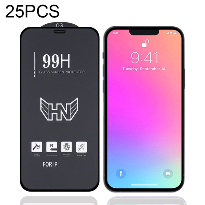 Película de vidrio templado de pantalla completa de arco grande de aluminio alto de 25 piezas, For iPhone 13 mini (25 PCS), For iPhone 16e / 13 / 13 Pro  (25pcs), For iPhone 13 Pro Max (25pcs)