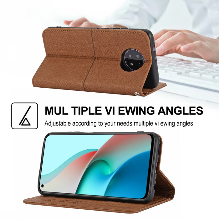 Estuche de cuero de PU con tapa horizontal magnética con costuras de textura tejida con soporte y ranuras para tarjetas y billetera y cordón, For Xiaomi Redmi Note 9 5G, For Xiaomi Redmi Note 9 Pro Max, For Xiaomi Redmi Note 10                         ...